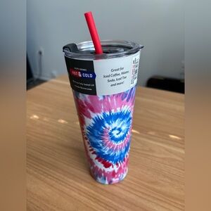 Vibrant Tie-Dye Tumbler with Straw